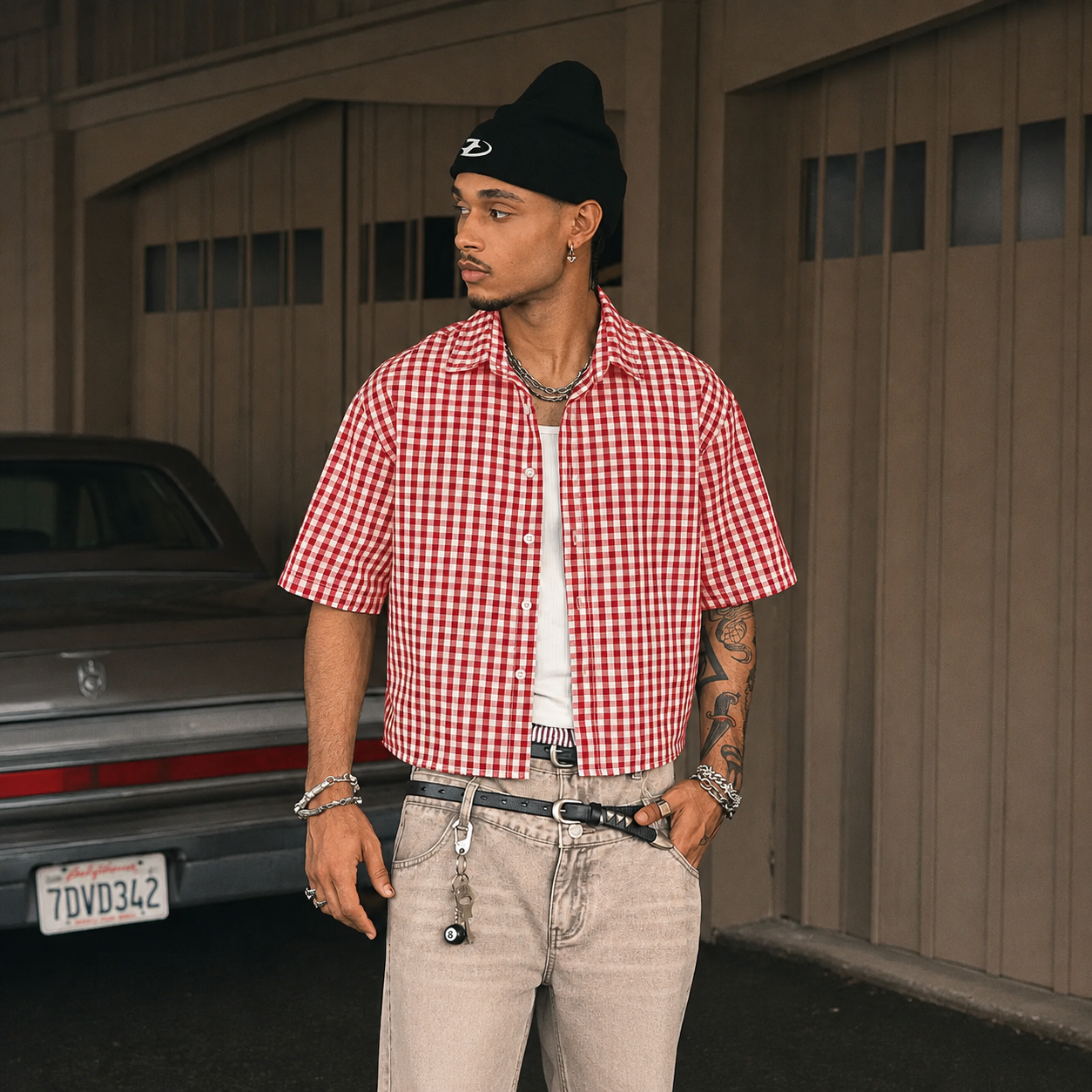 Regular Checkered Vintage Short Sleeve Casual Plaid Shirt For Men