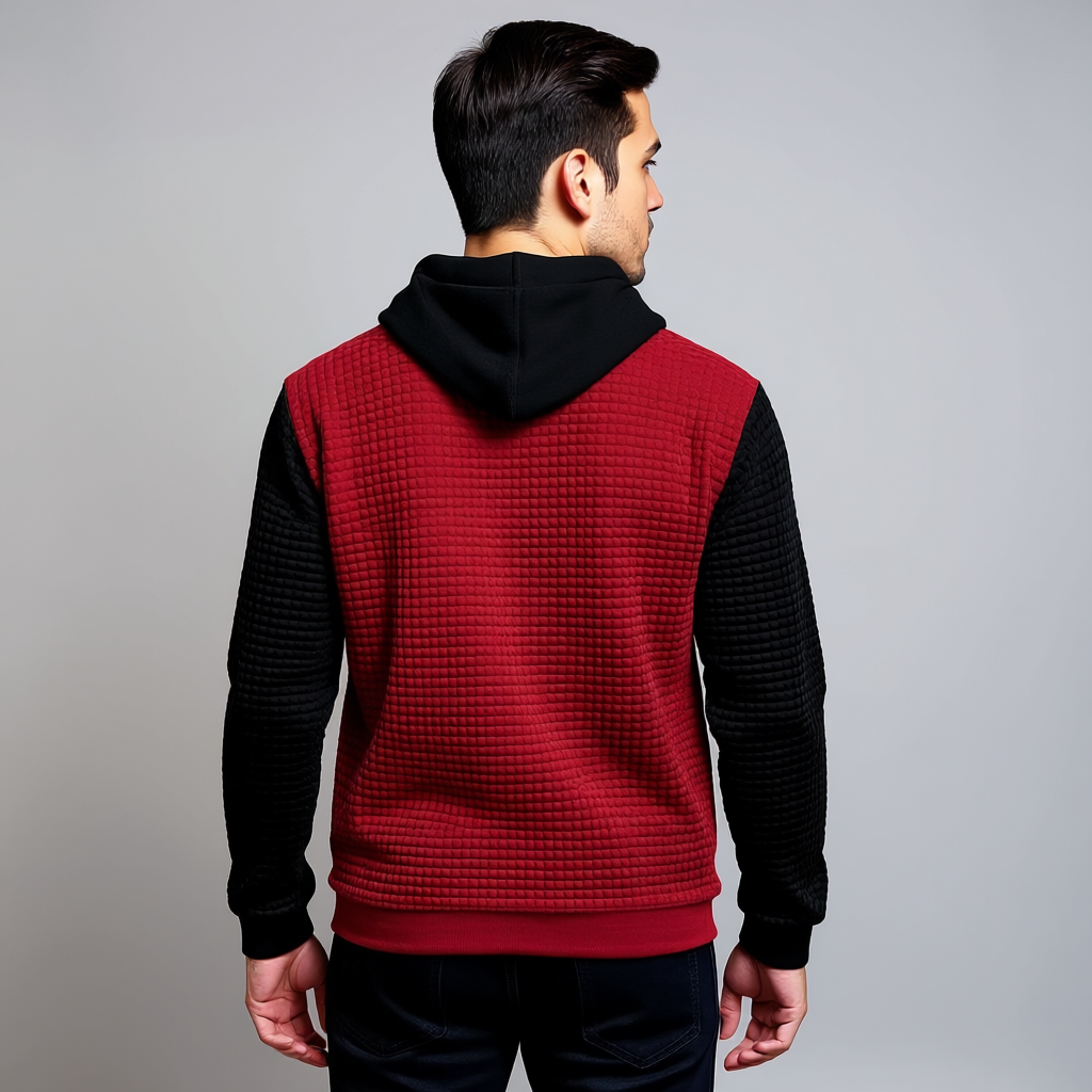 Men Two Tone Waffle Knit Hoodie