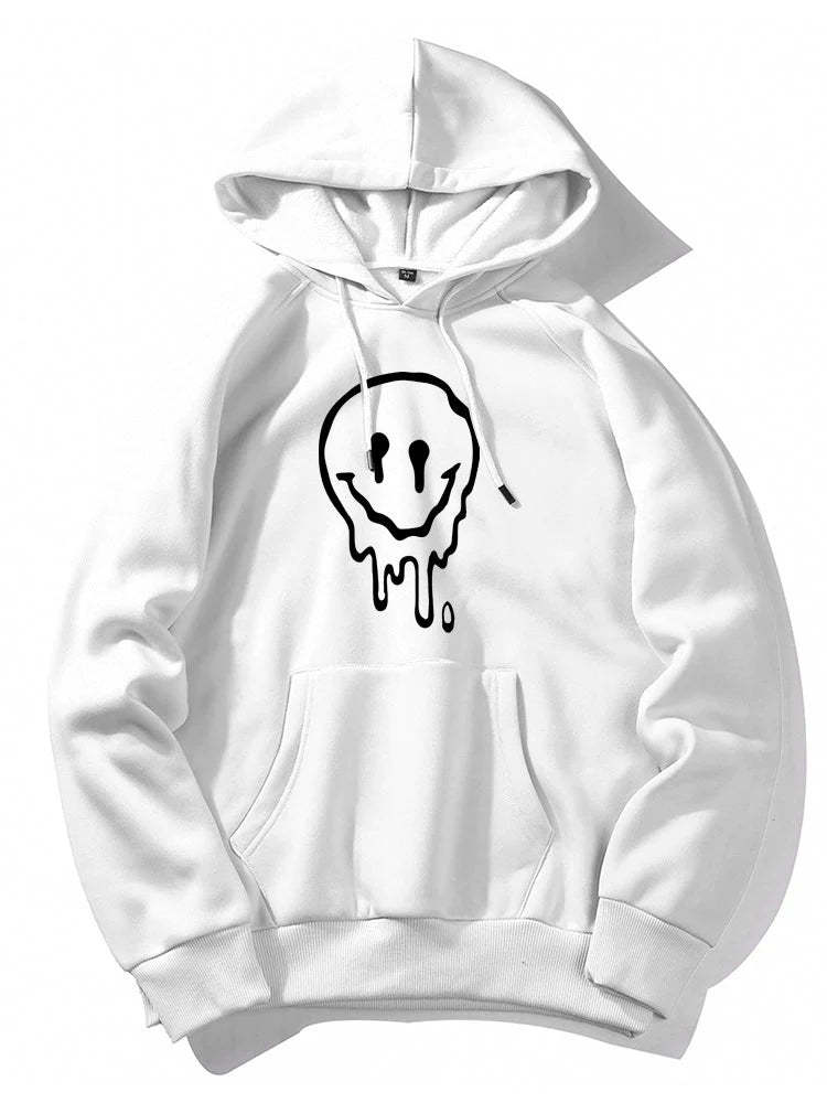 Smiley Print Hoodie-Vacay Outfit