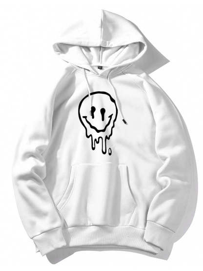 Smiley Print Hoodie-Vacay Outfit