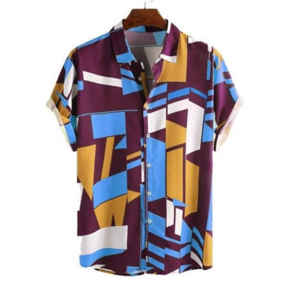 Geometric Colors Shirt-Vacay Outfit