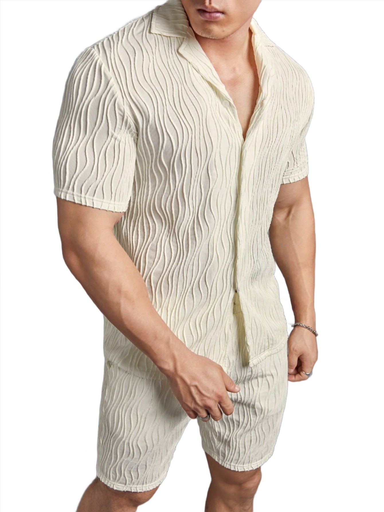 Casual Lapel Shirt And Short Set-Vacay Outfit