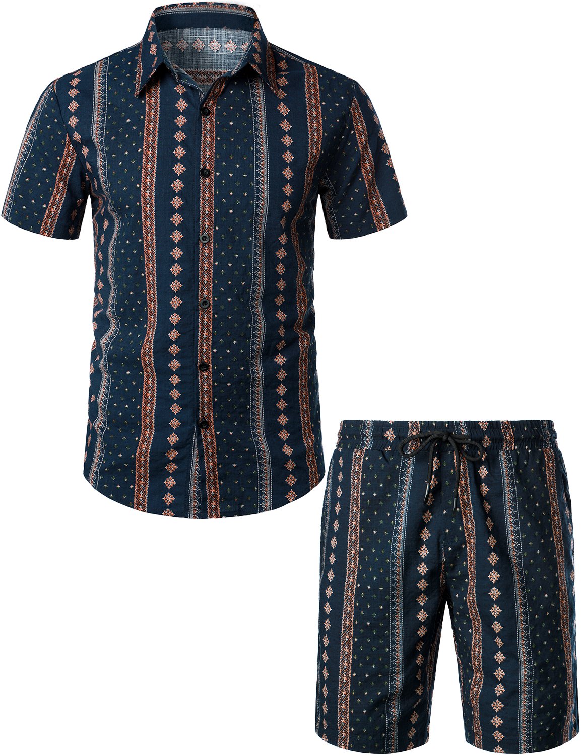 Men Casual Vintage Shirt And Shorts Set-Vacay Outfit
