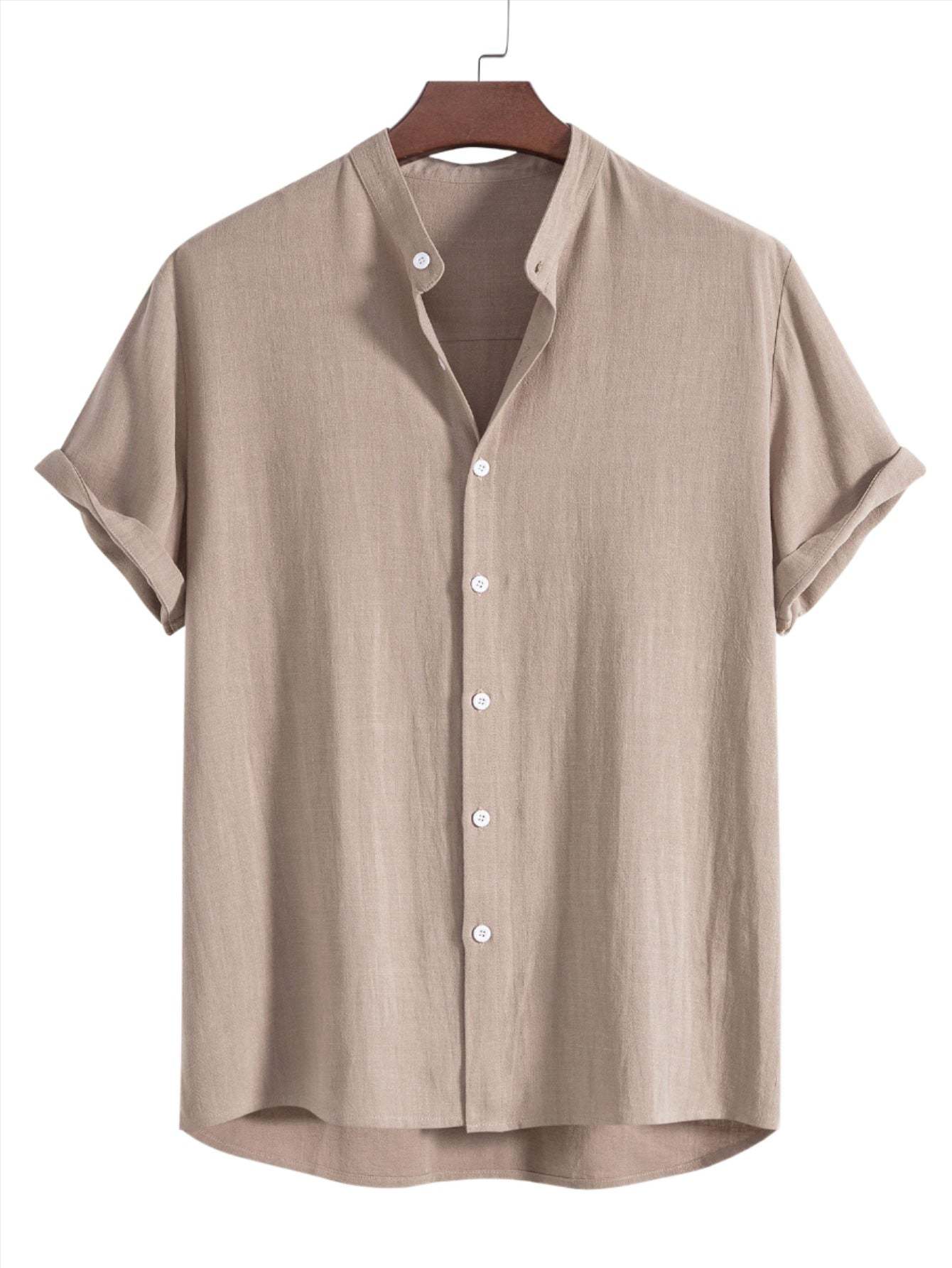 Linen Blend Casual Shirt-Vacay Outfit