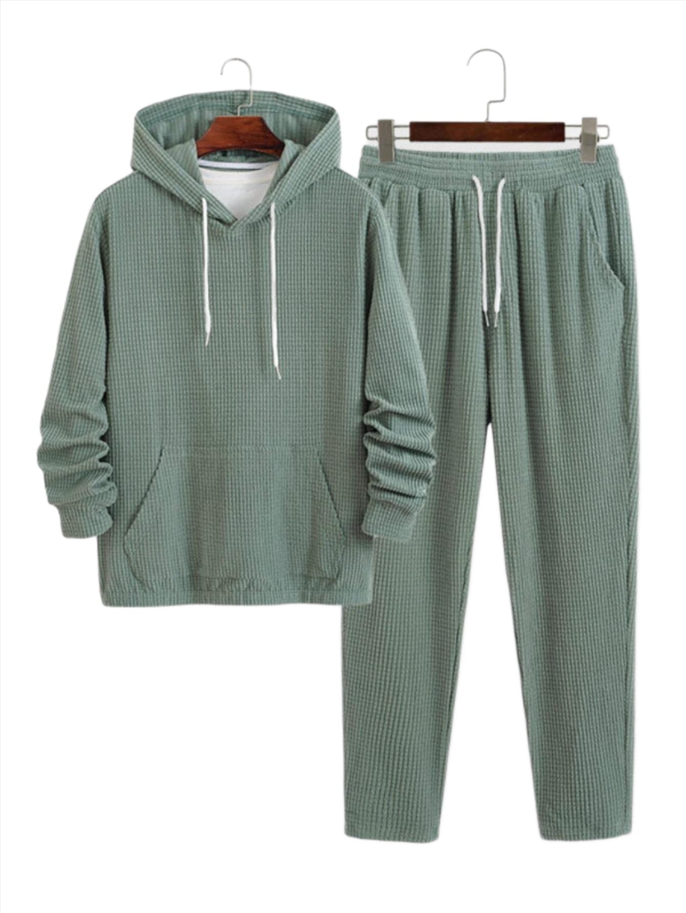 Waffle Texture Solid Colored Two Piece Set-Vacay Outfit