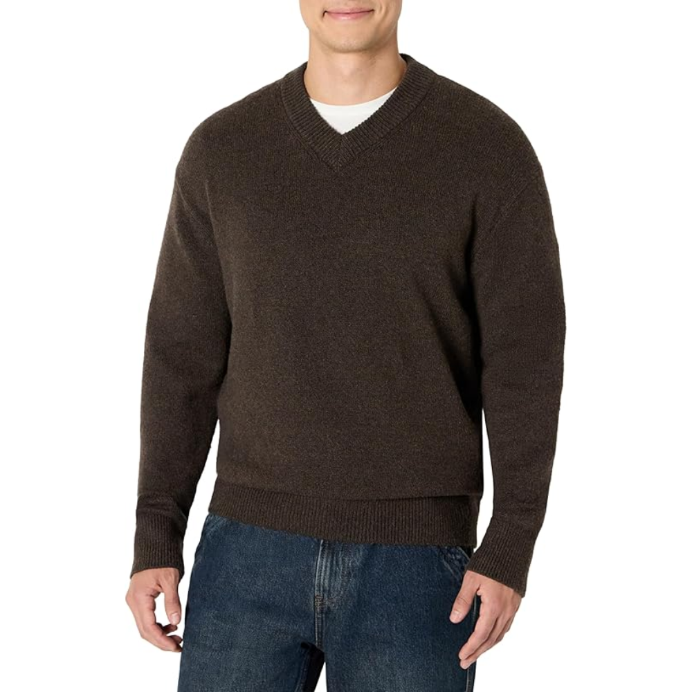 Men's Regular-Fit Cotton Blend V-Neck Sweater