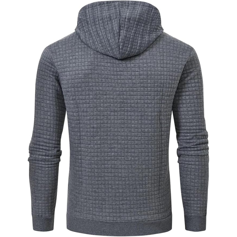 Mens Pullover Hoodies Plaid Jacquard Long Sleeve Drawstring Hipster
