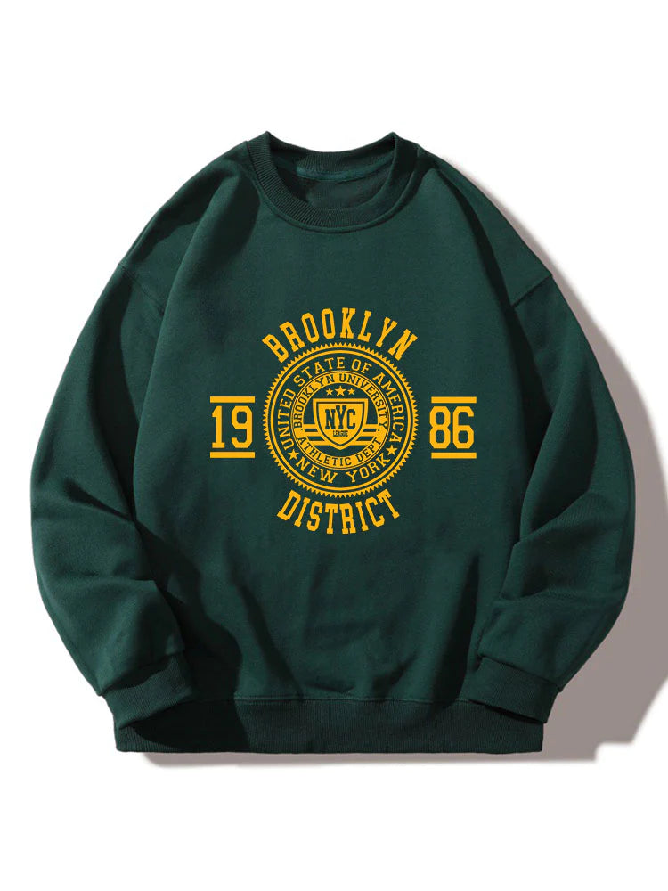 Brooklyn Varsity Print Sweatshirt-Vacay Outfit