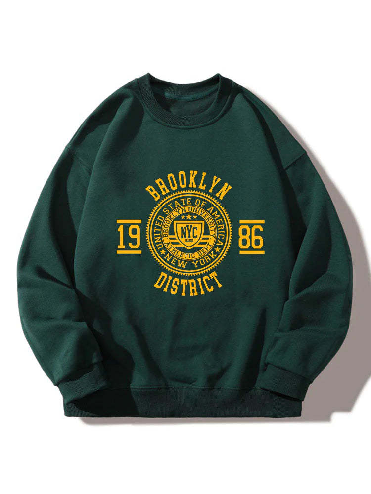 Brooklyn Varsity Print Sweatshirt-Vacay Outfit