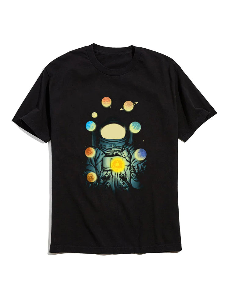 Astronaut And Planets Graphic T-Shirts-Vacay Outfit