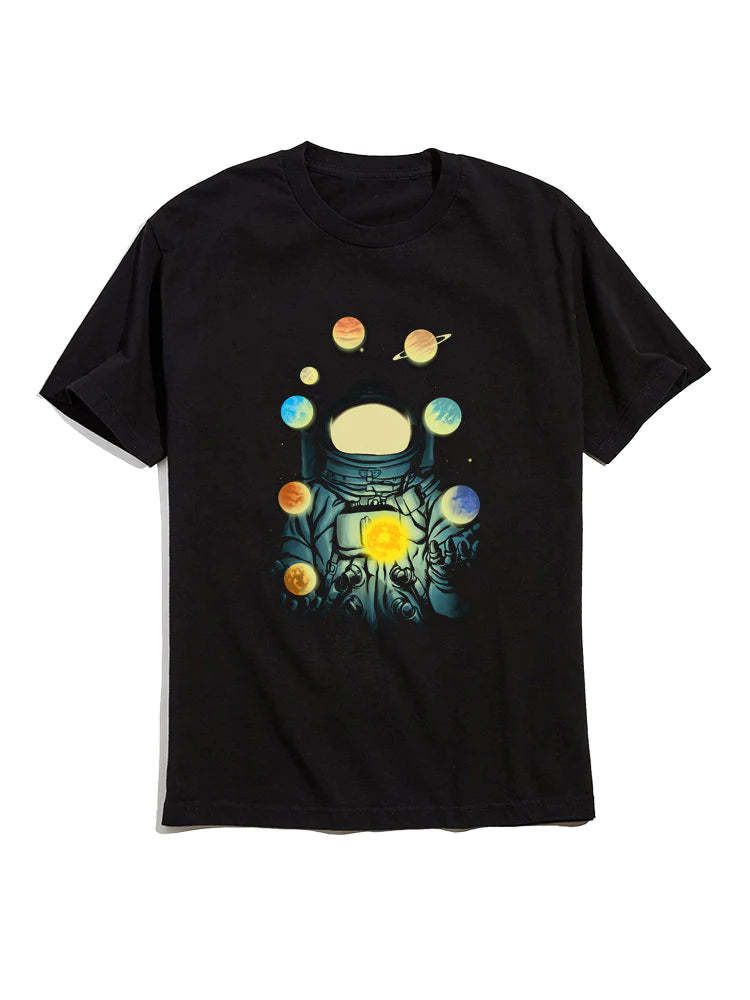 Astronaut And Planets Graphic T-Shirts-Vacay Outfit