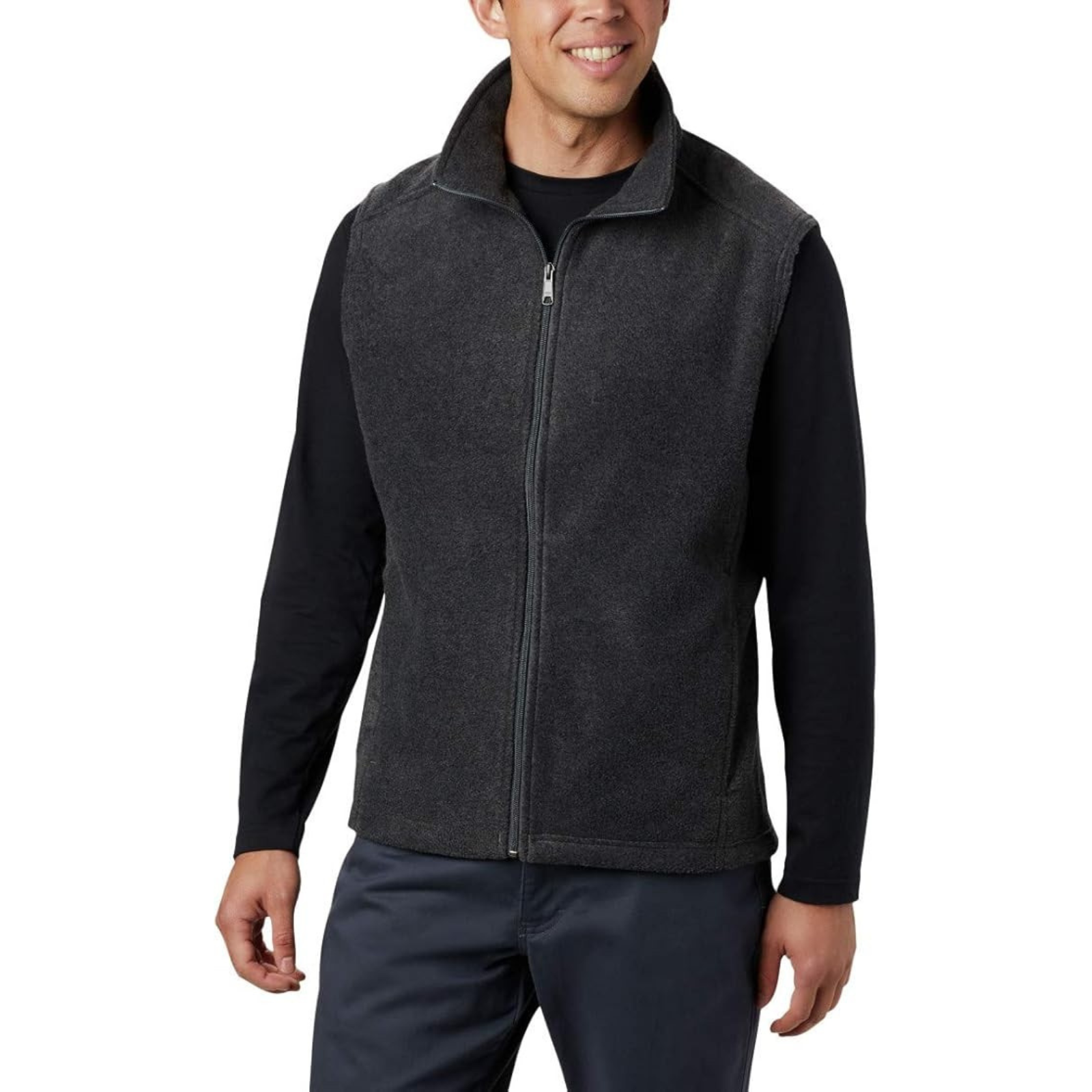 Full Zip Fleece Vest With Zippered Pockets For Men