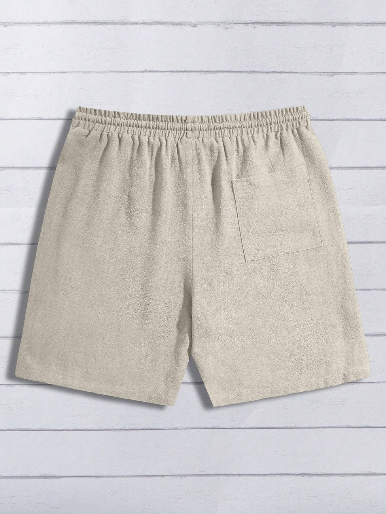 Linen Textured Drawstring Shorts-Vacay Outfit