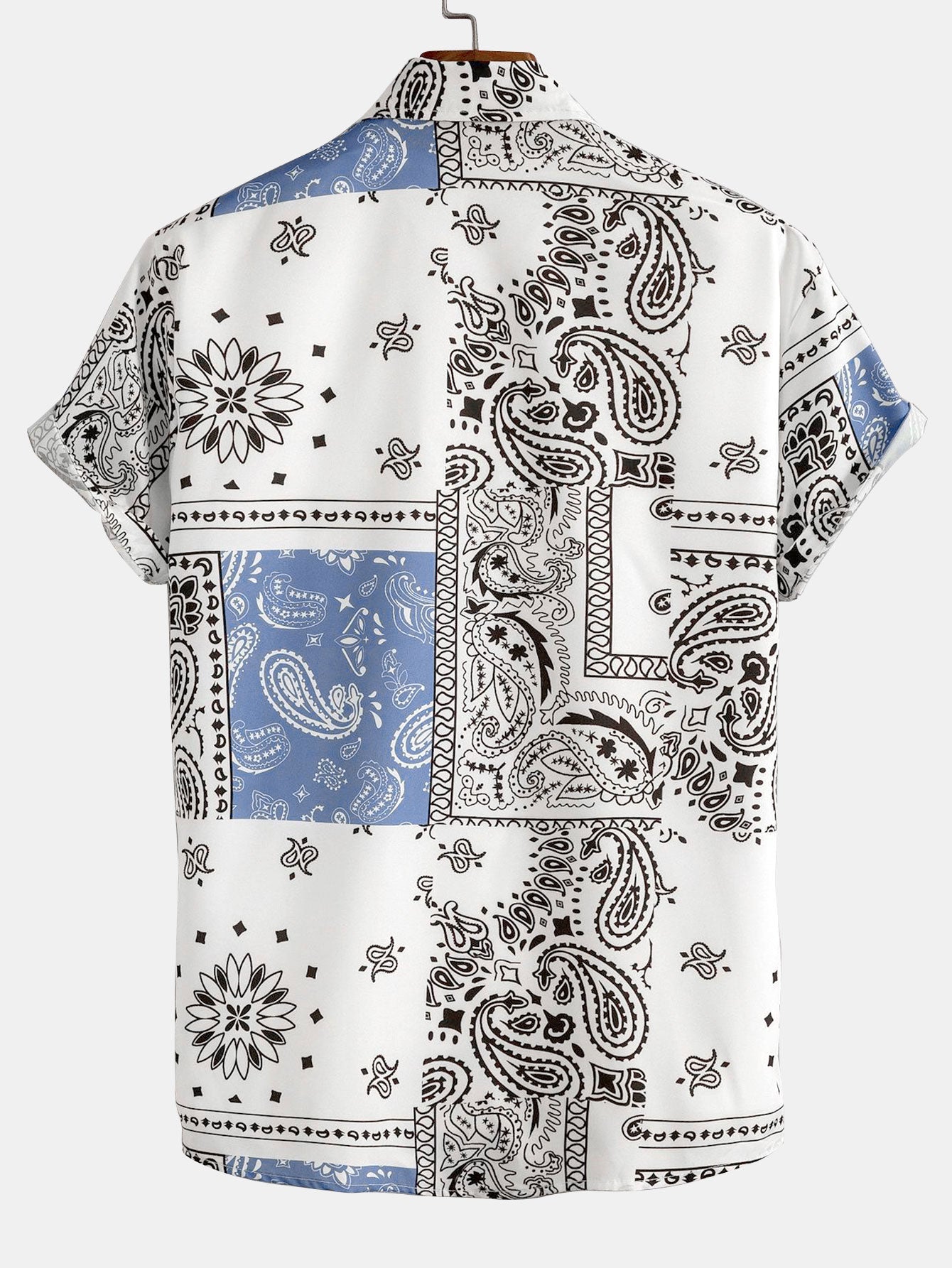 Patchwork Bandana Print Casual Shirt-Vacay Outfit