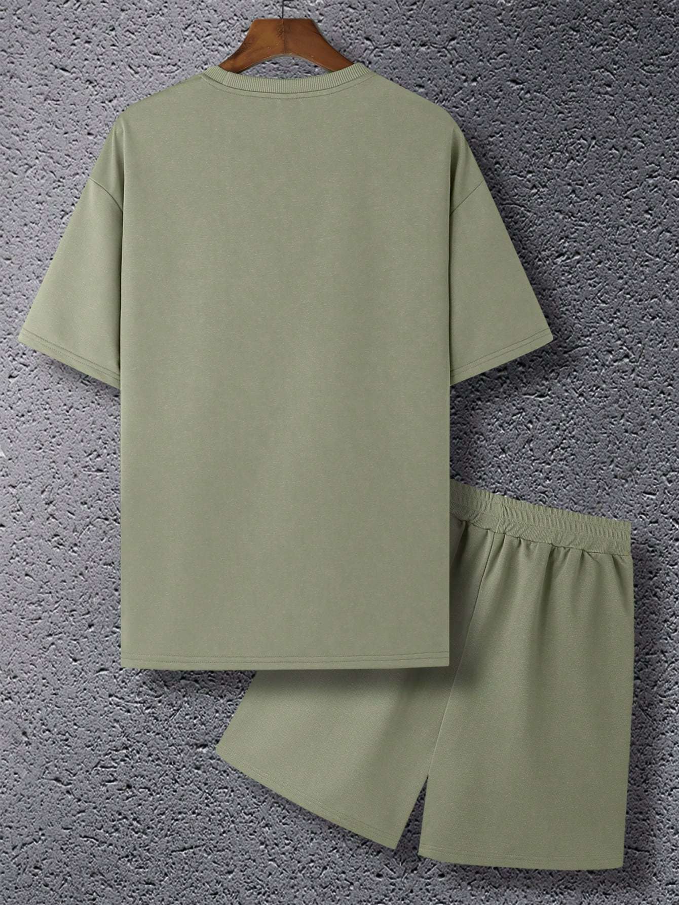 Plain Solid Colored T Shirt And Shorts Set-Vacay Outfit