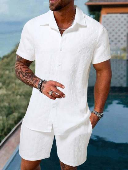 Plain Shirt And Shorts Set-Vacay Outfit