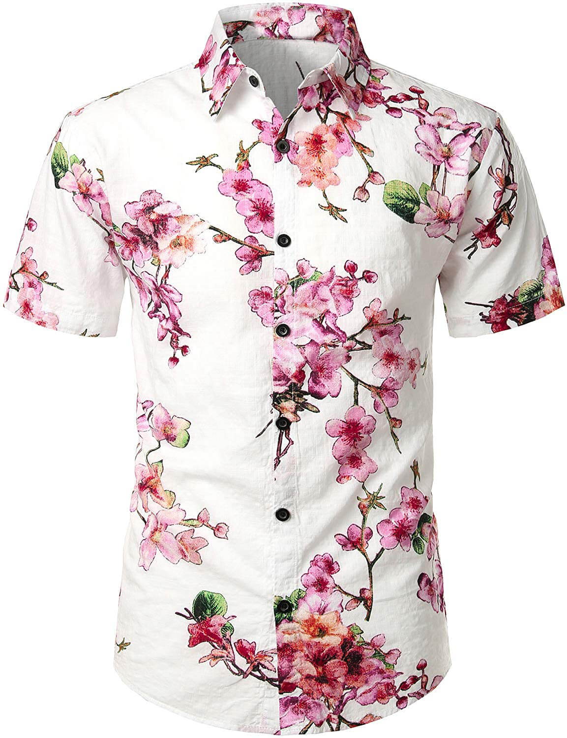 Men Flower Print Hawaiian Short Sleeve Shirt-Vacay Outfit