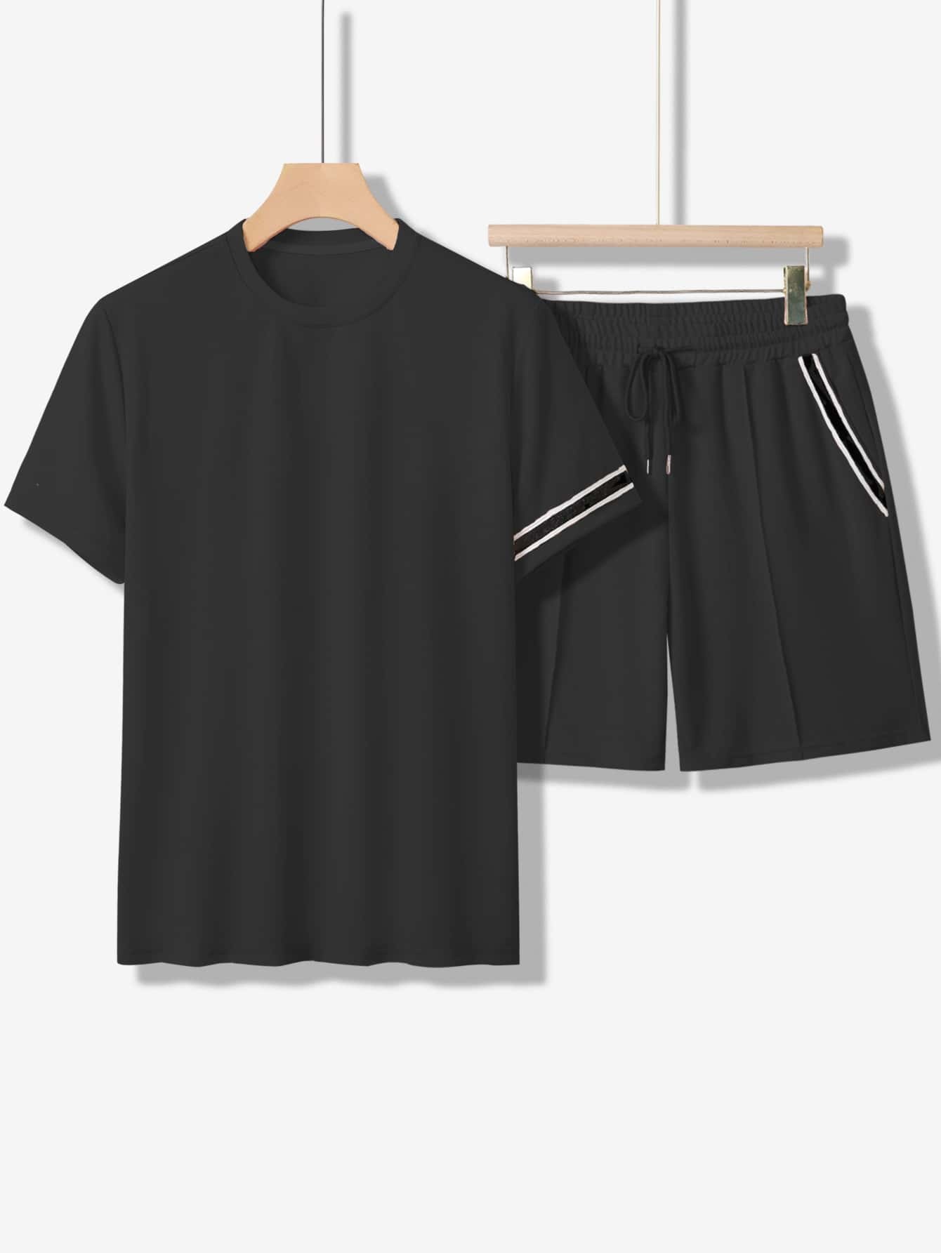 Midnight Athletic T Shirt And Shorts Set-Vacay Outfit