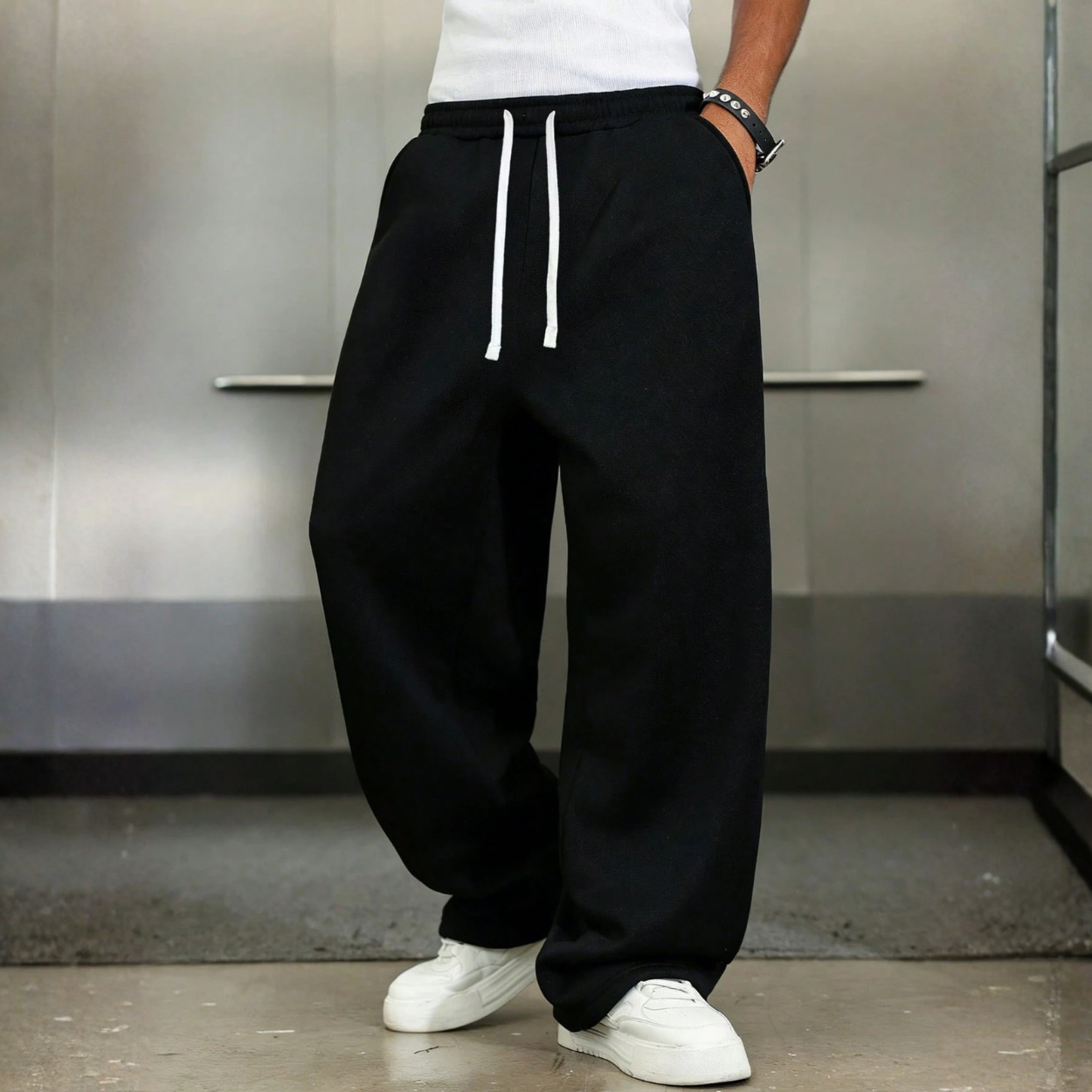 Loose Casual Wide Lounge Pants With Drawstring For Men