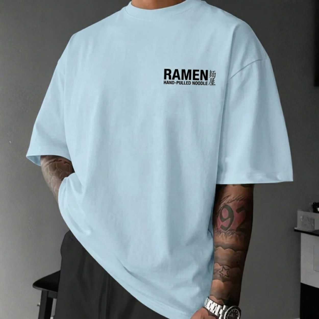 Printed Pattern Round Short Sleeve T Shirt For Men