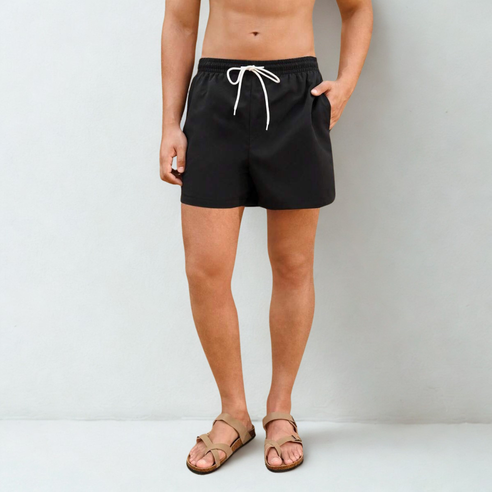 1pc Men's Summer Beach Vacation Style Drawstring Waist 2 In 1 Beach Shorts