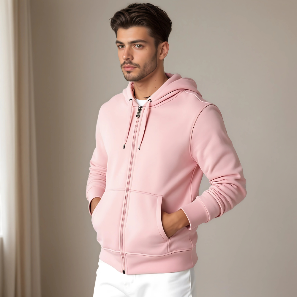 Essentials Zip Up Fleece Hoodie For Men