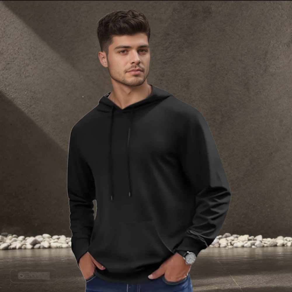 Men’s Casual Cotton Fleece Pullover Hoodie with Kangaroo Pocket