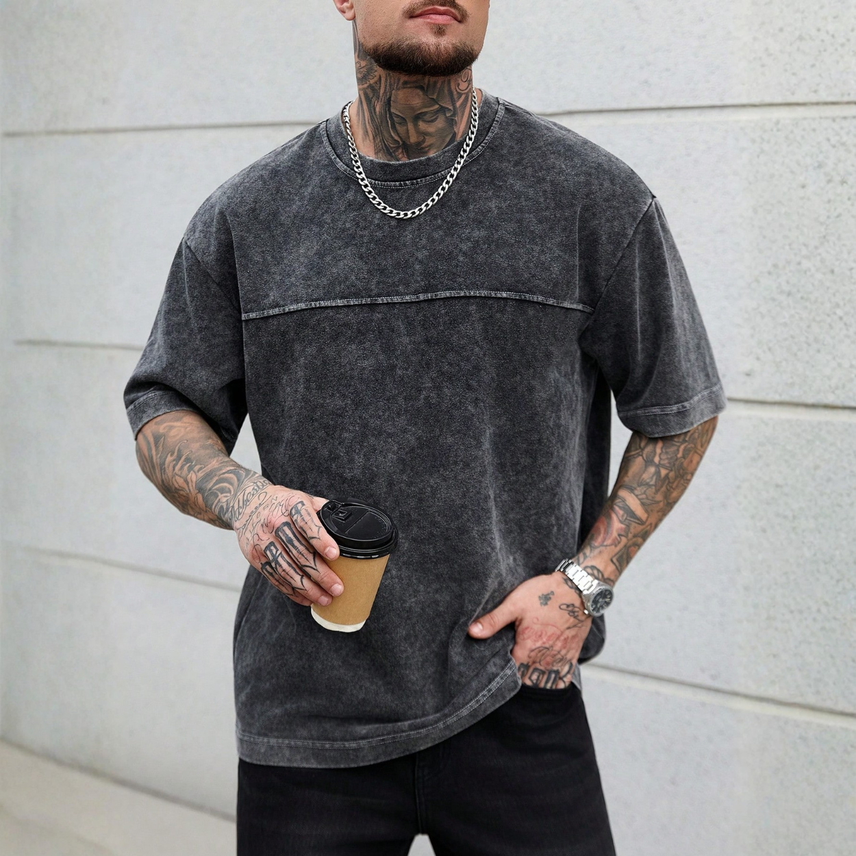 Casual Washed Short Sleeve T Shirt For Men