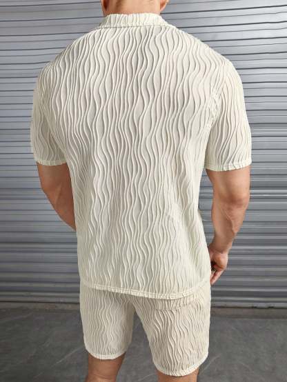 Casual Lapel Shirt And Short Set-Vacay Outfit