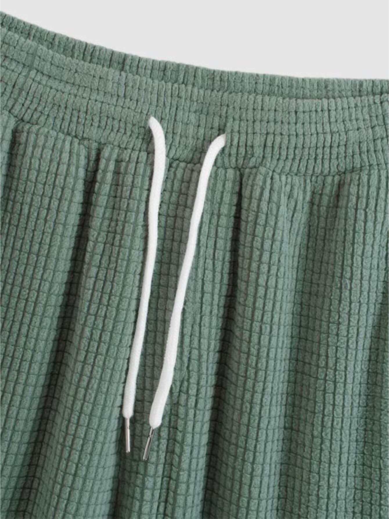 Waffle Texture Solid Colored Two Piece Set-Vacay Outfit