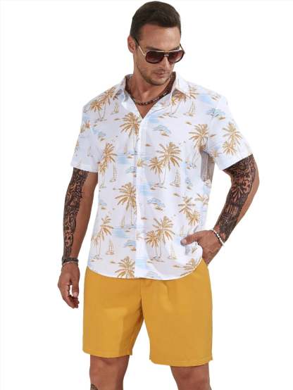 Nautical Breeze Shirt And Shorts Set-Vacay Outfit