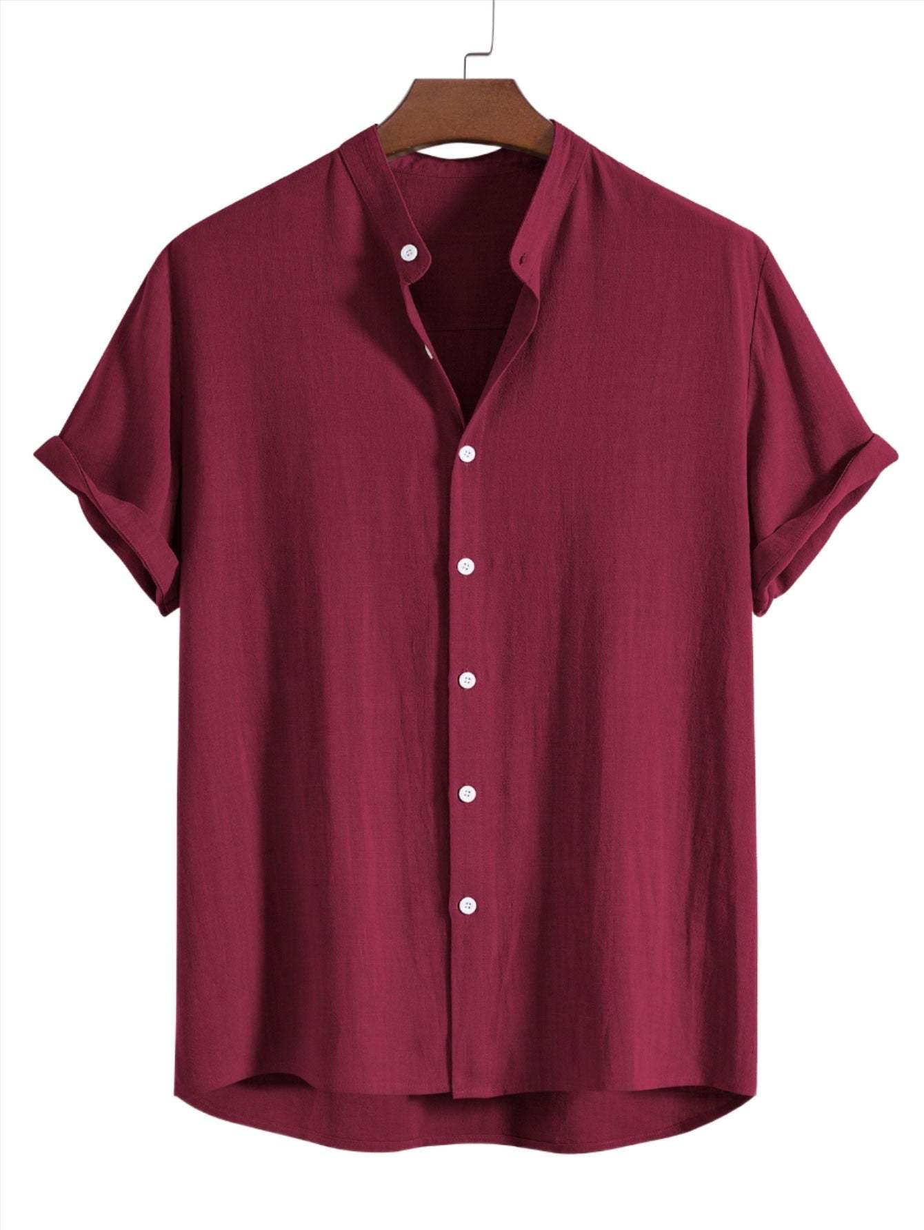 Linen Blend Casual Shirt-Vacay Outfit