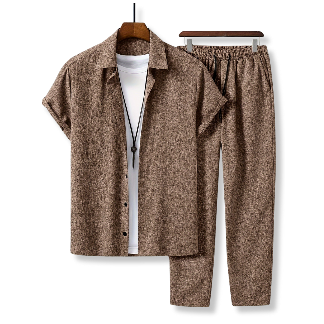 Stylish Ruffled Shirt And Pants Set-Vacay Outfit