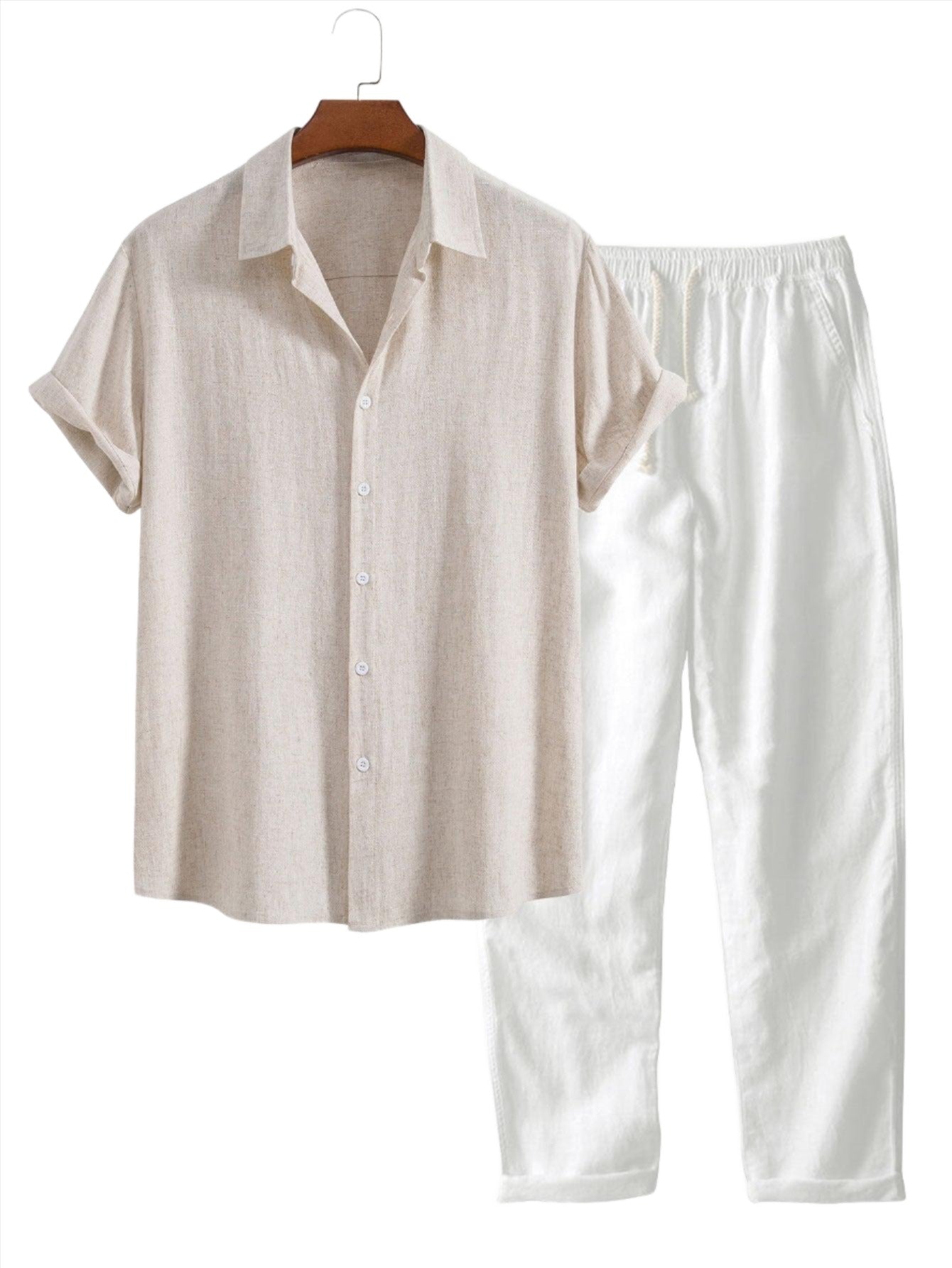 Classic Two Piece Shirt And Pants Set-Vacay Outfit