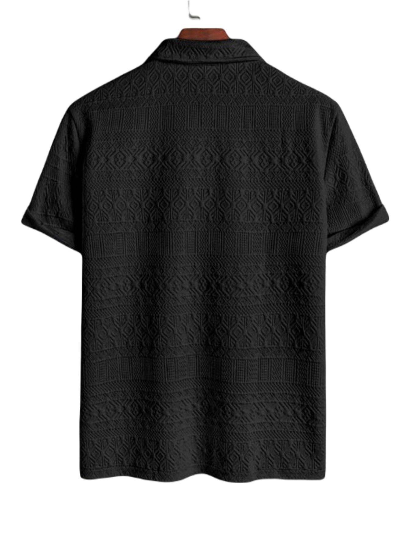 Monochrome Textured Shirt Shorts Set-Vacay Outfit