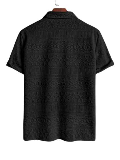 Monochrome Textured Shirt Shorts Set-Vacay Outfit