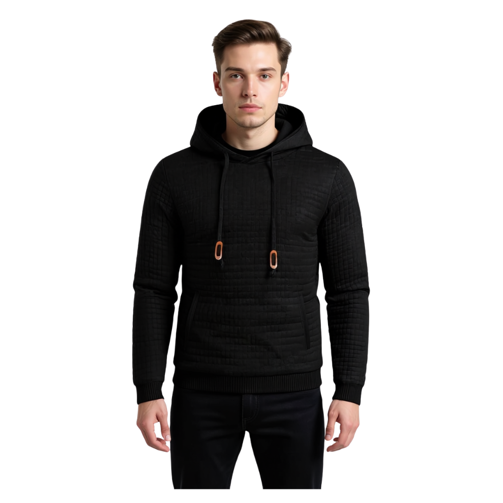Men Hooded Sweatshirt With Long Sleeves And Drawstring Design