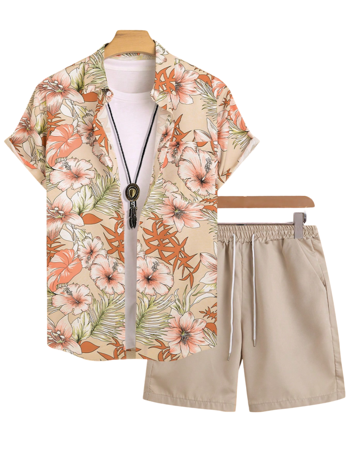 Tropical Harmony Shirt And Shorts Set-Vacay Outfit