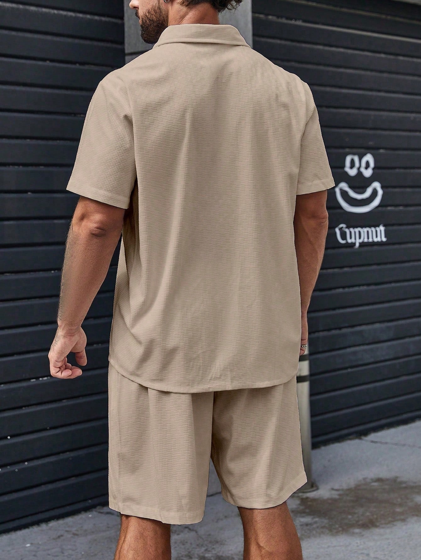 Solid Colored Button Up Shirt And Shorts-Vacay Outfit