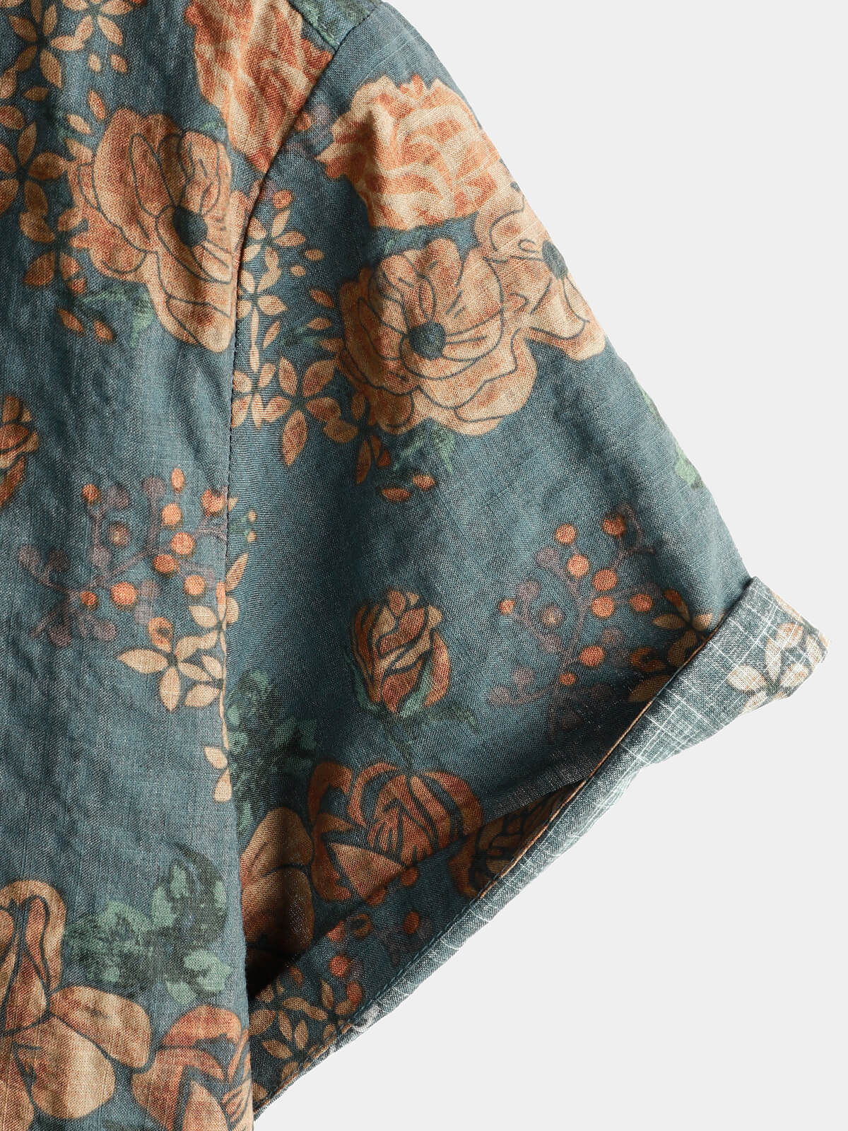 Men Floral Vintage Cotton Shirt-Vacay Outfit