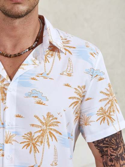 Nautical Breeze Shirt And Shorts Set-Vacay Outfit