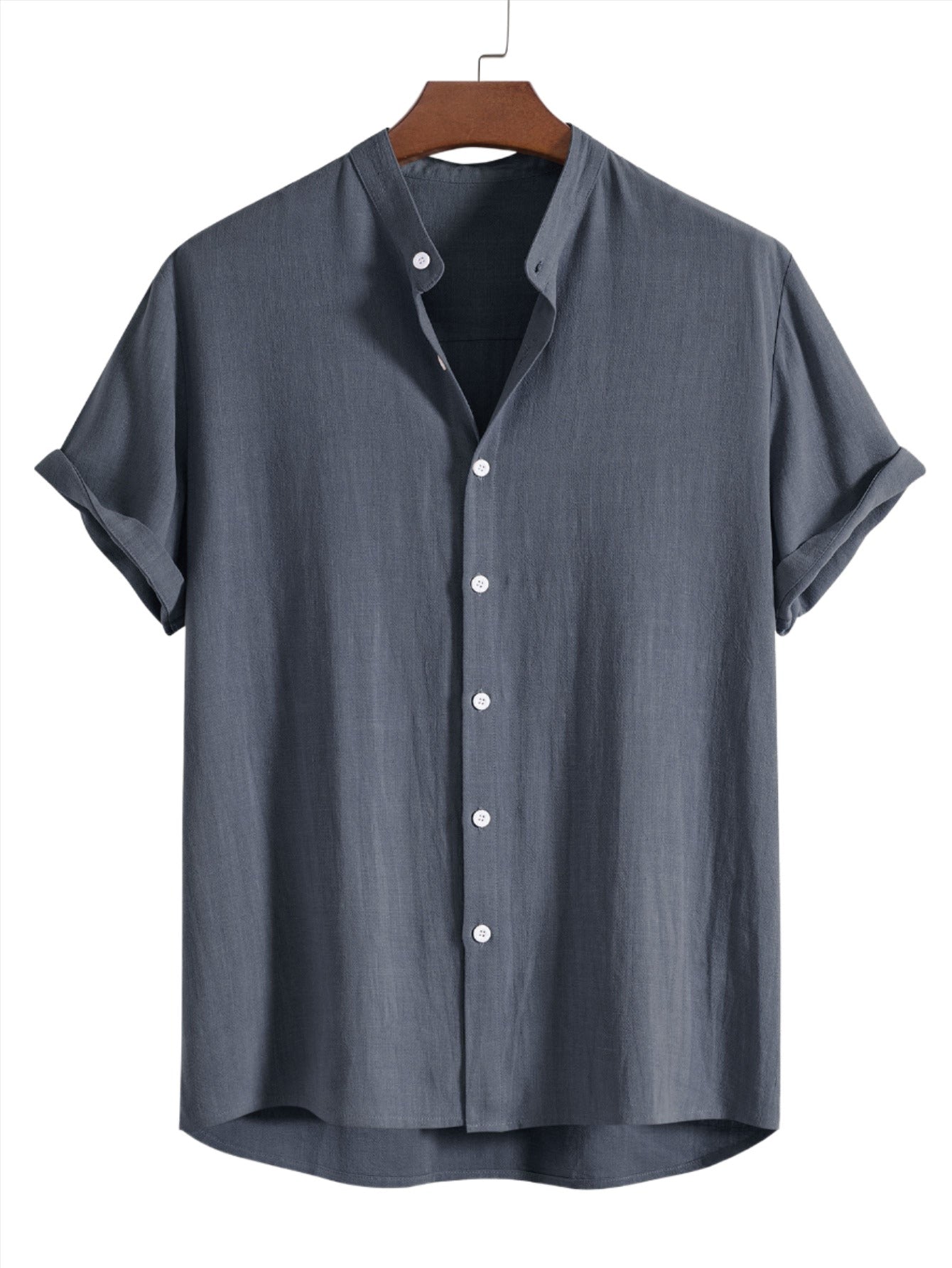 Linen Blend Casual Shirt-Vacay Outfit