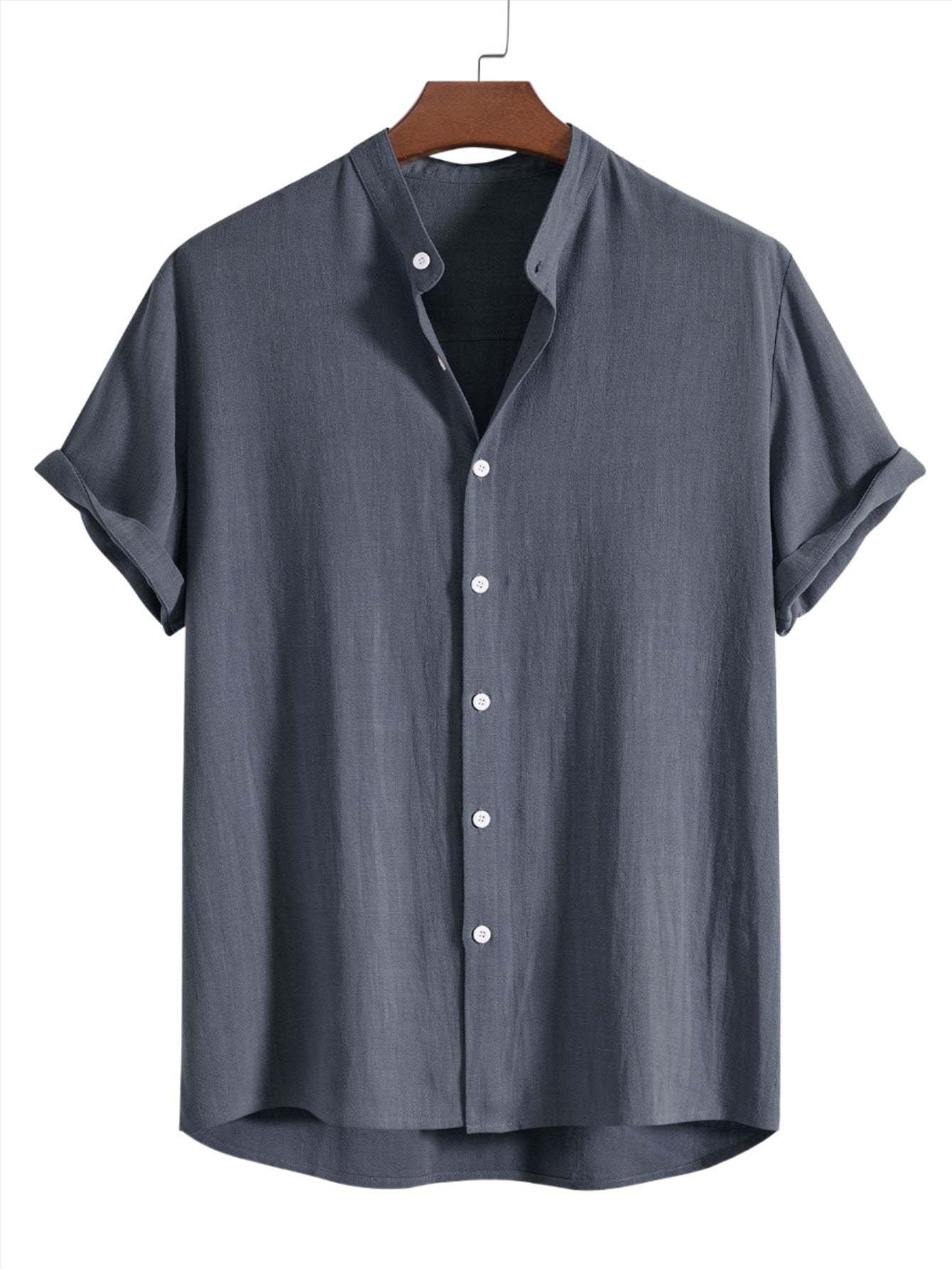Linen Blend Casual Shirt-Vacay Outfit