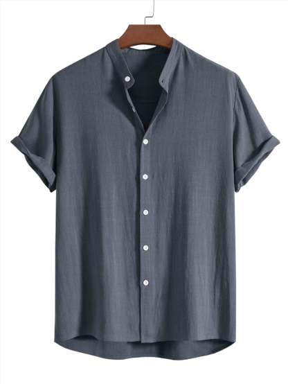 Linen Blend Casual Shirt-Vacay Outfit