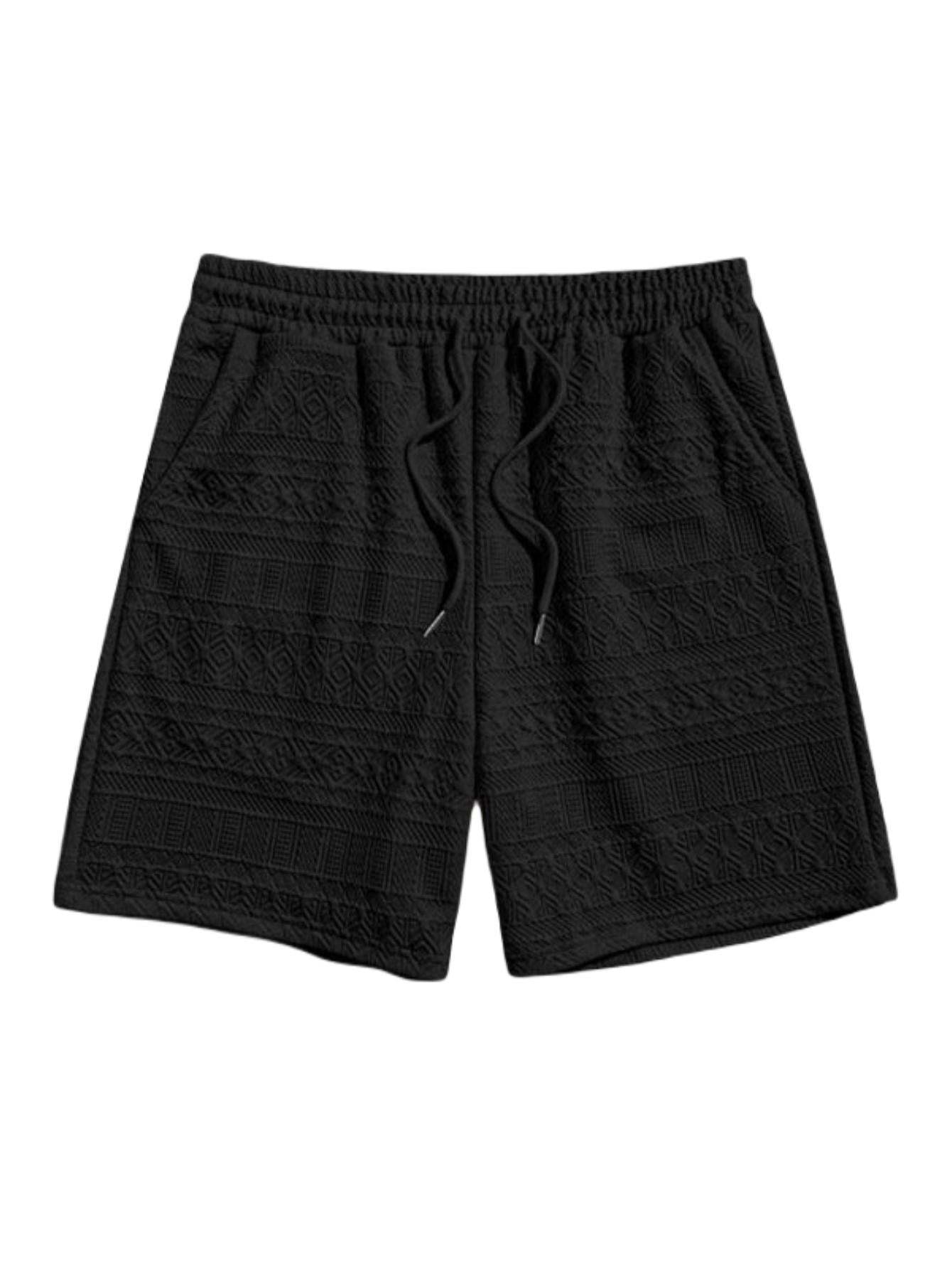 Monochrome Textured Shirt Shorts Set-Vacay Outfit