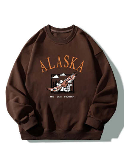 Alaska Eagle Print Sweatshirt-Vacay Outfit