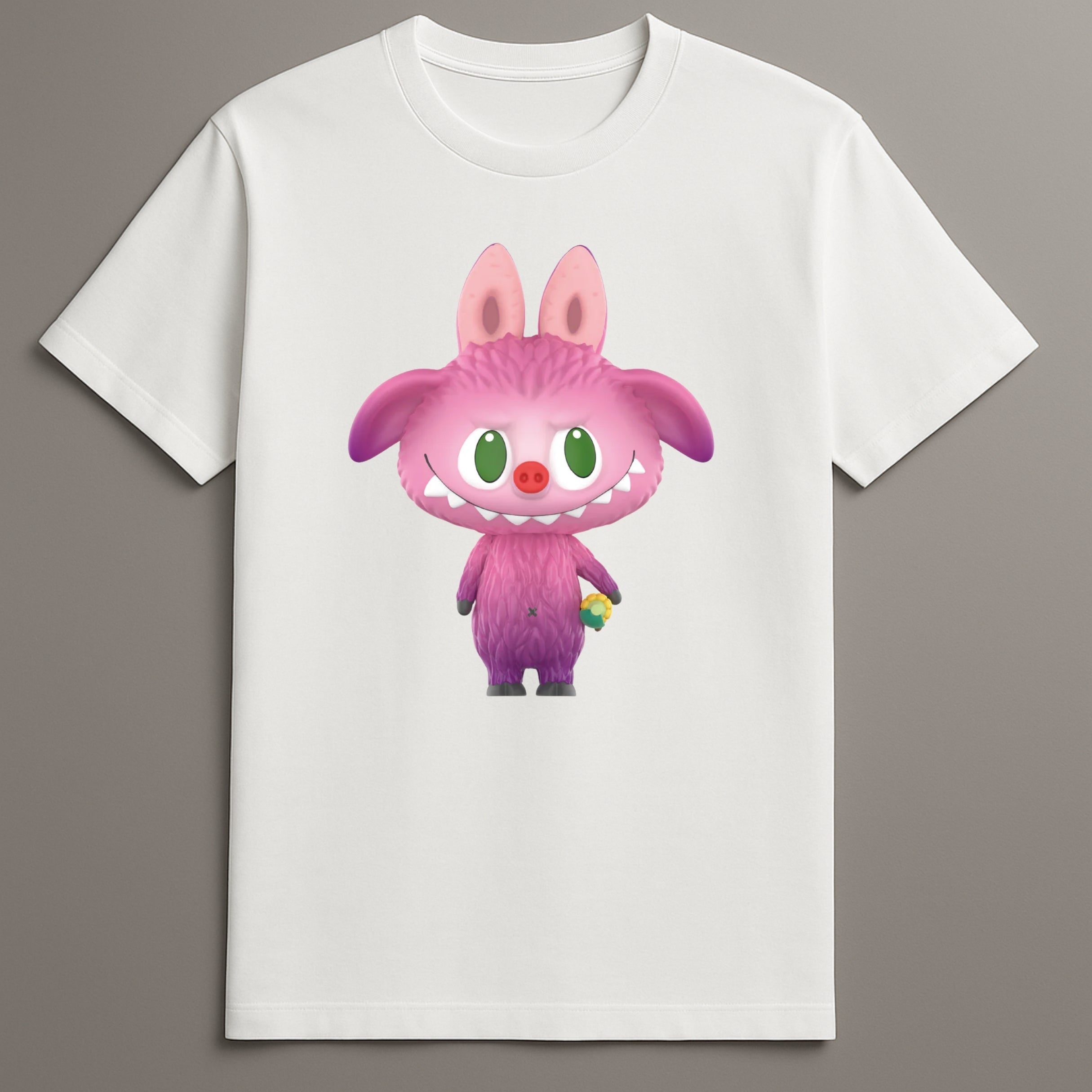 Furry Monster With Flower Graphic Labubu T Shirt