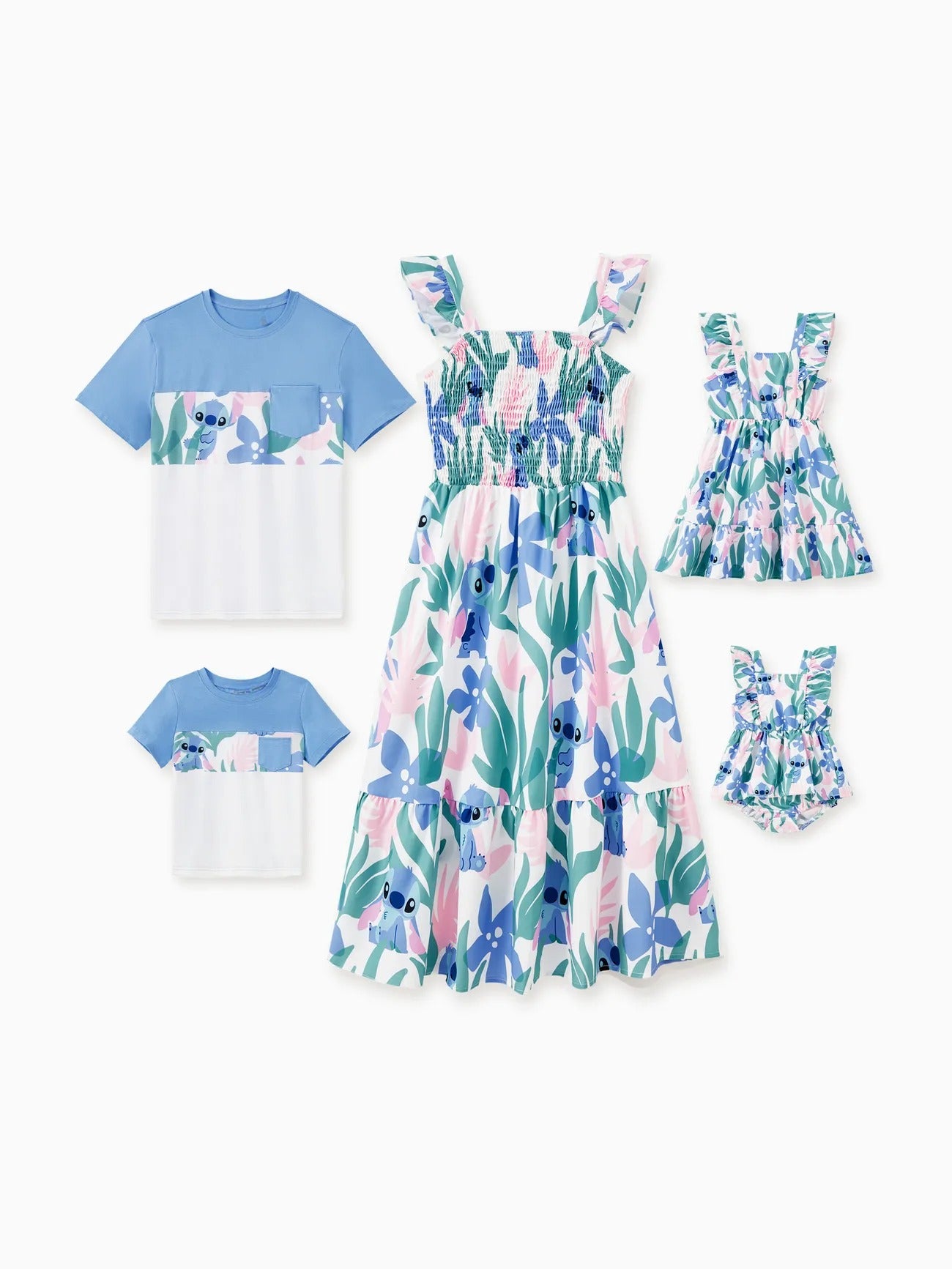 Family Matching Floral Plant Print T Shirt And Dress Set-Vacay Outfit