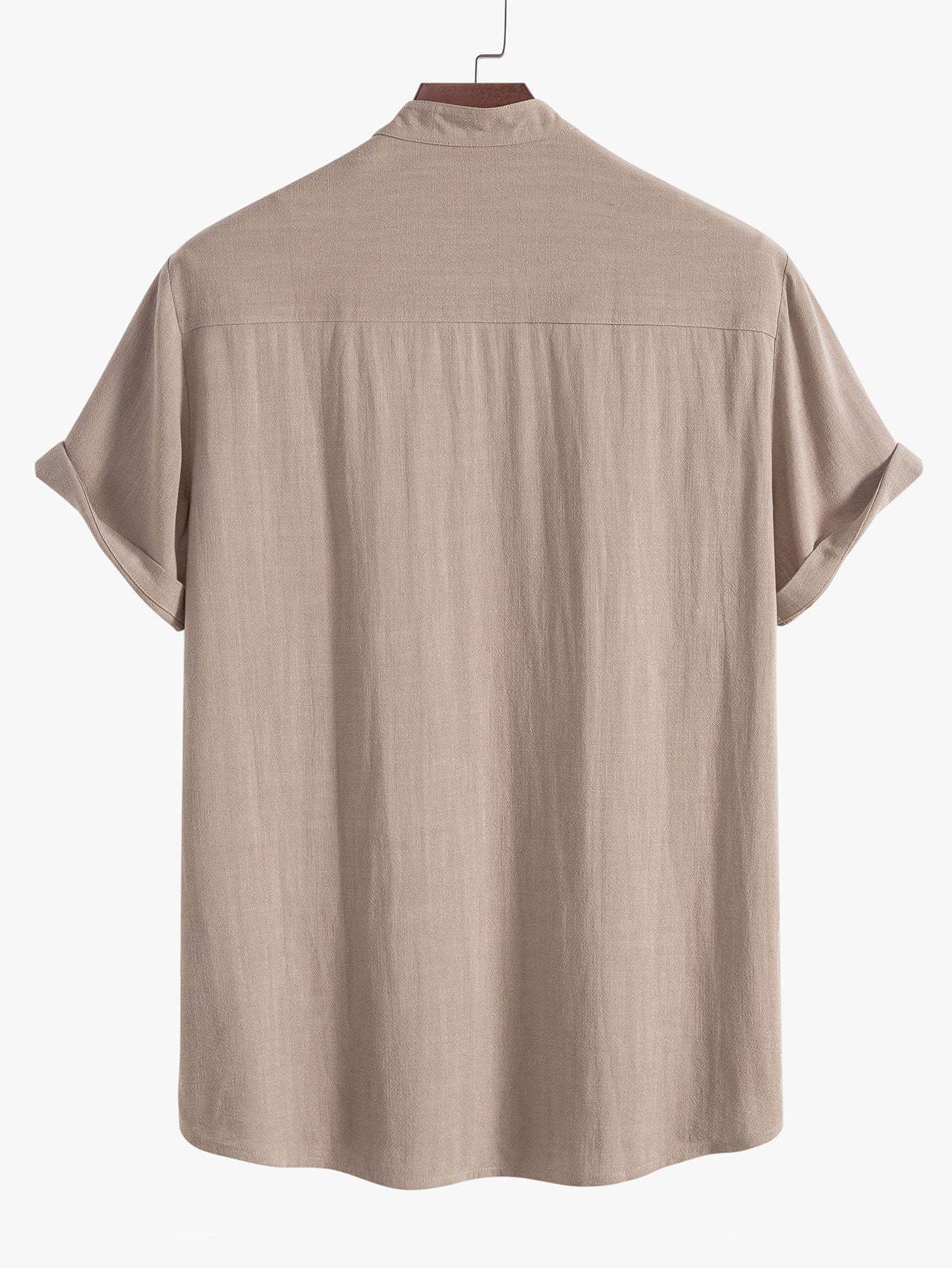Linen Blend Casual Shirt-Vacay Outfit