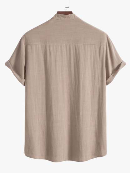 Linen Blend Casual Shirt-Vacay Outfit